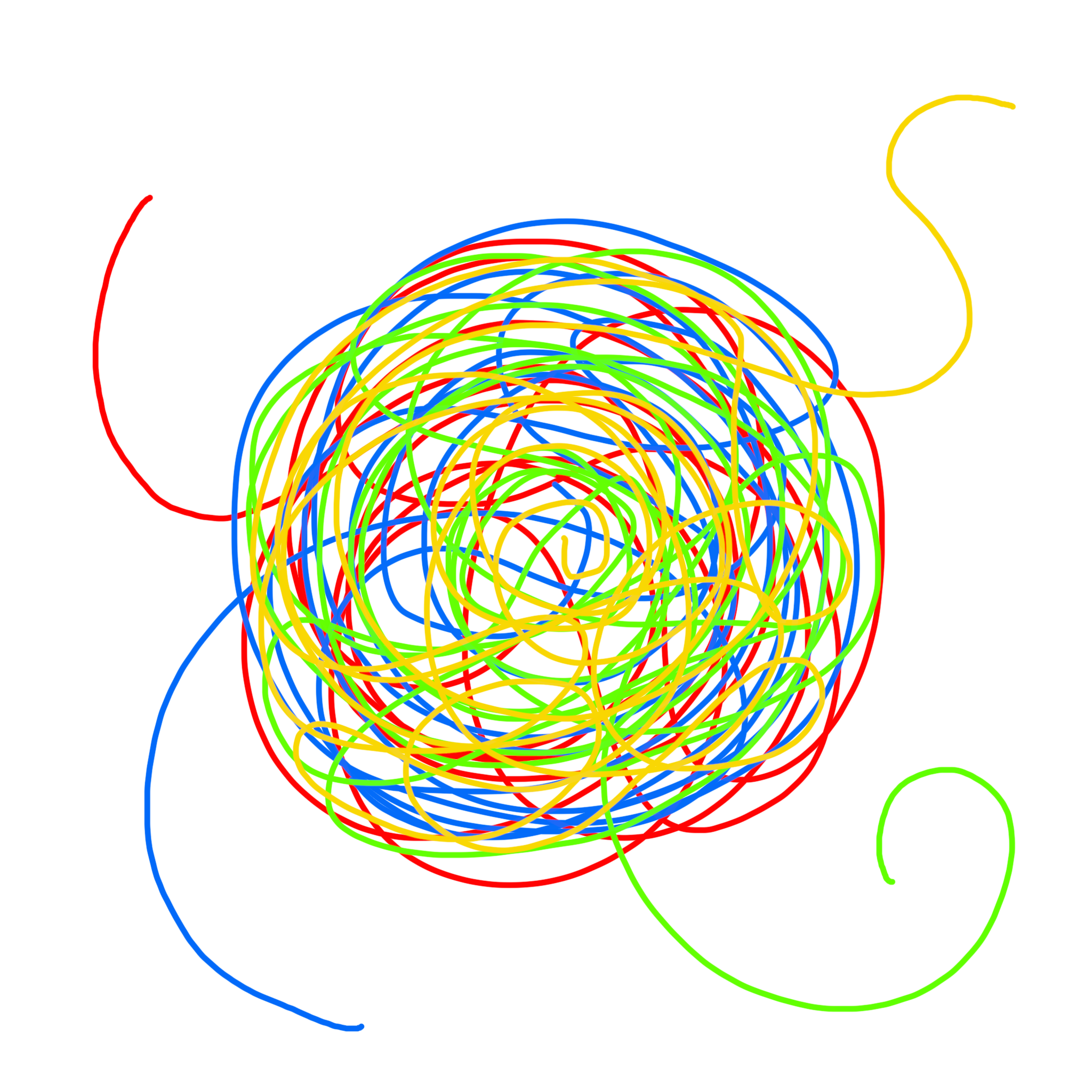 Debuxo dunha maraña de fíos de cores