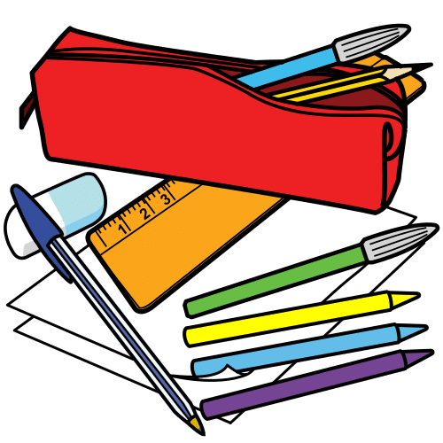 libreta, lapis, bolígrafo, goma, regra