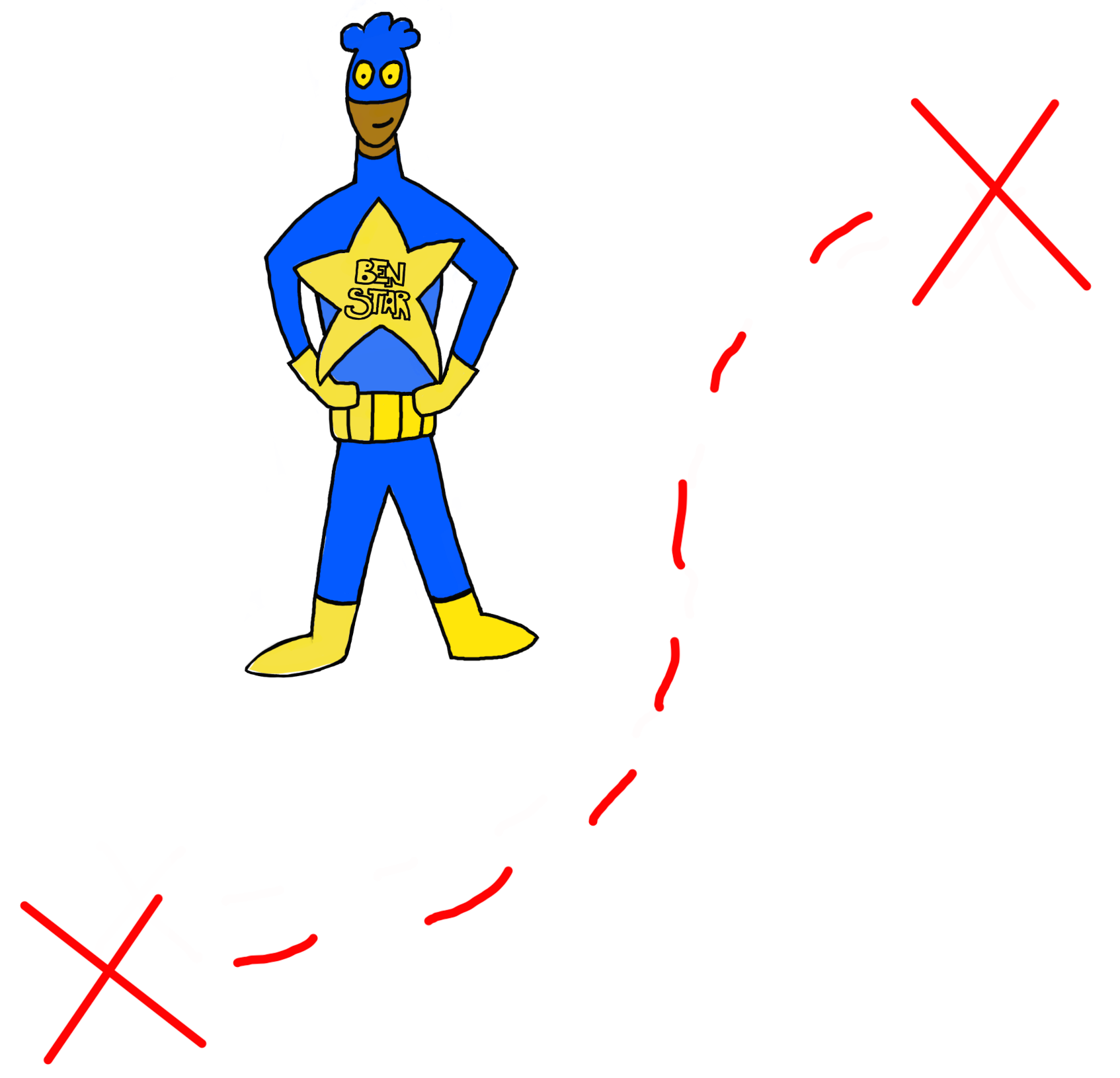 Debuxo de Ben Star nun camiño co seu comezo e o seu fin.