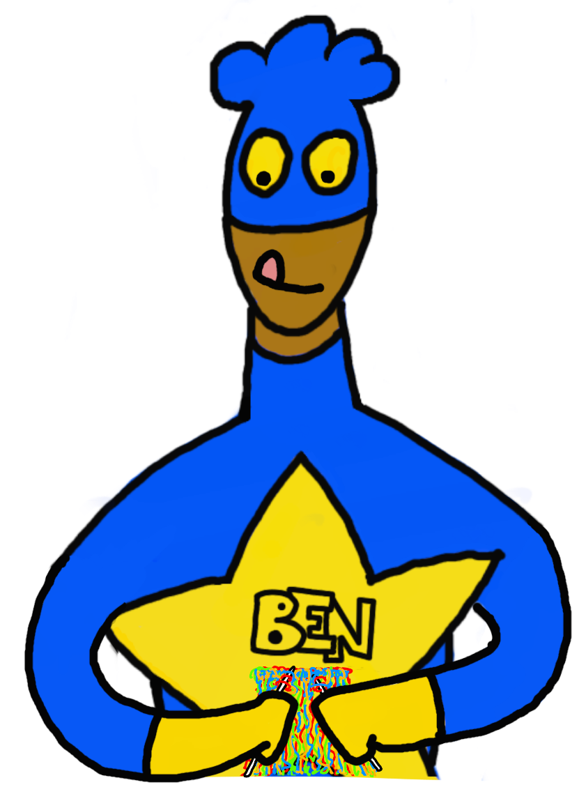 Debuxo de Ben Star calcetando cos fíos de cores